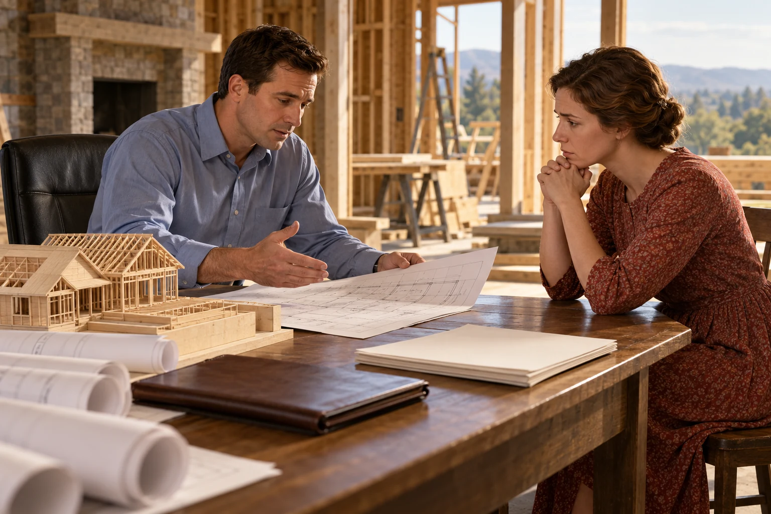 A contractor speaks honestly with a client about unfinished work.