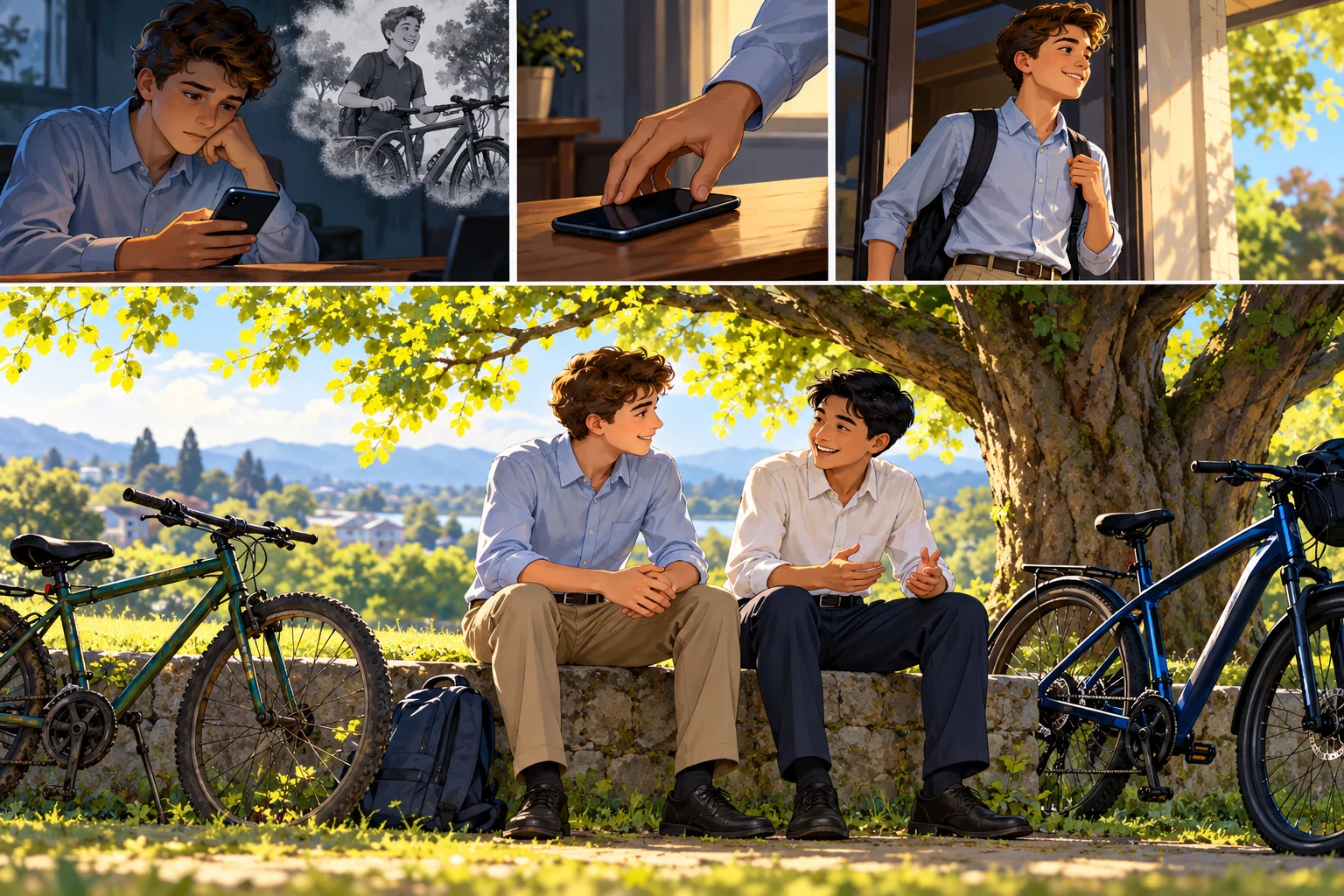 Two friends leave comparison aside and spend time together.